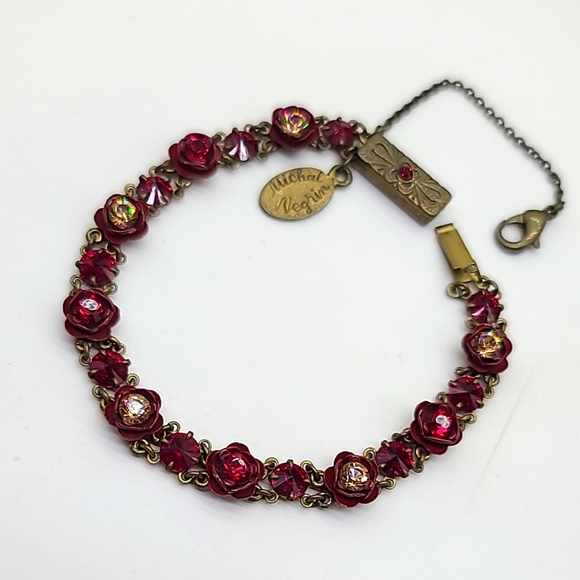 Michael Negrin "ROSE BOUQUET" Vint Sculpted Roses w Crystal Centers Bracelet 🥀 - Picture 4 of 11